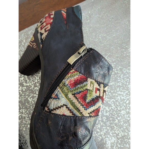 CrazycatZ Shoes Booties Women 42 Colorful Boho Hippie Festival Painted Leather - Picture 6 of 12